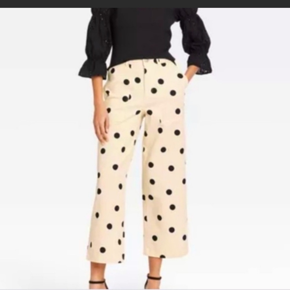 WhoWhatWear Beige PolkaDot Pants